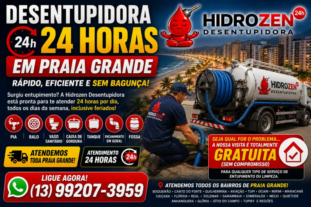 Desentupidora com Serviços de Desentupimento em Praia Grande