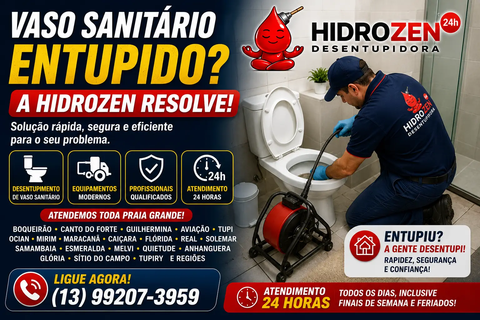 Desentupidora de Vaso Sanitário em Praia Grande