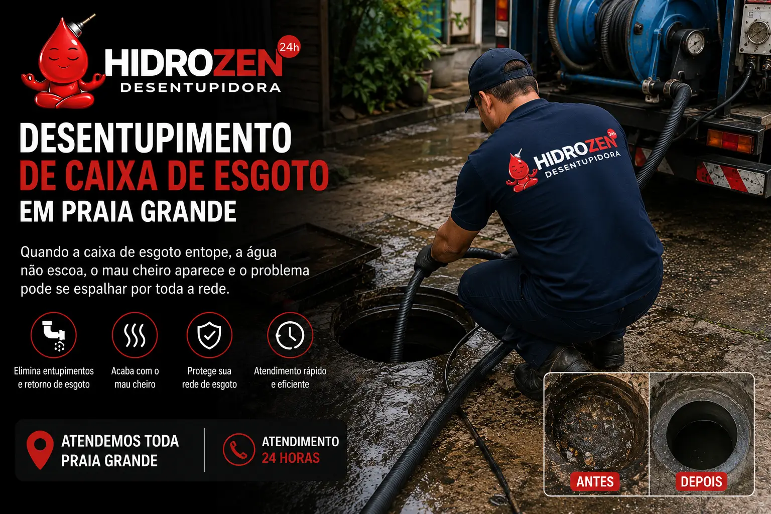 Desentupimento de Caixa de Esgoto em Praia Grande