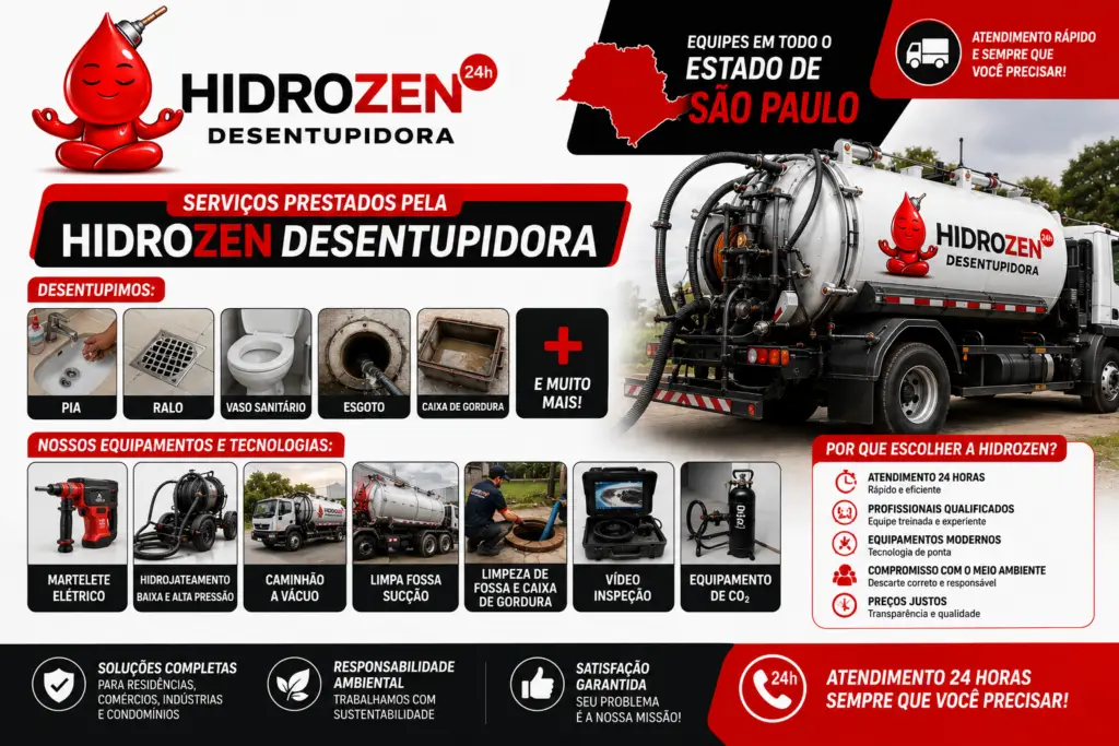 Serviços Prestados pela Hidrozen Desentupidora