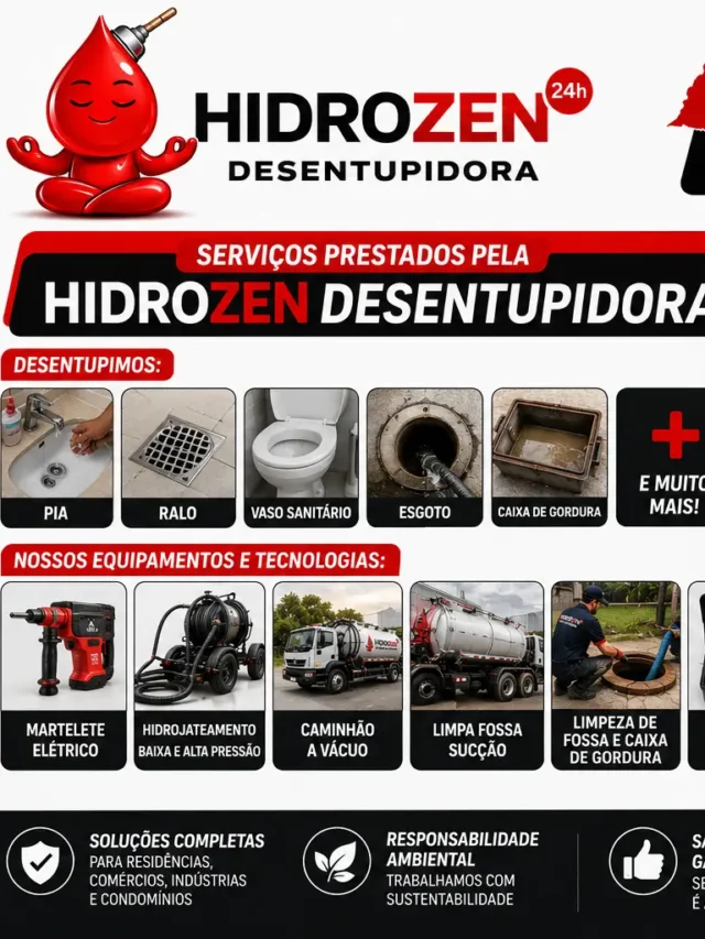 Serviços Prestados pela Hidrozen Desentupidora
